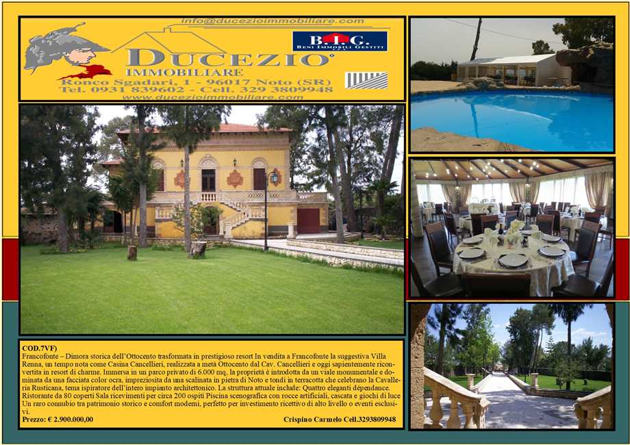 Vente Hôtel Francofonte #7VF n.1