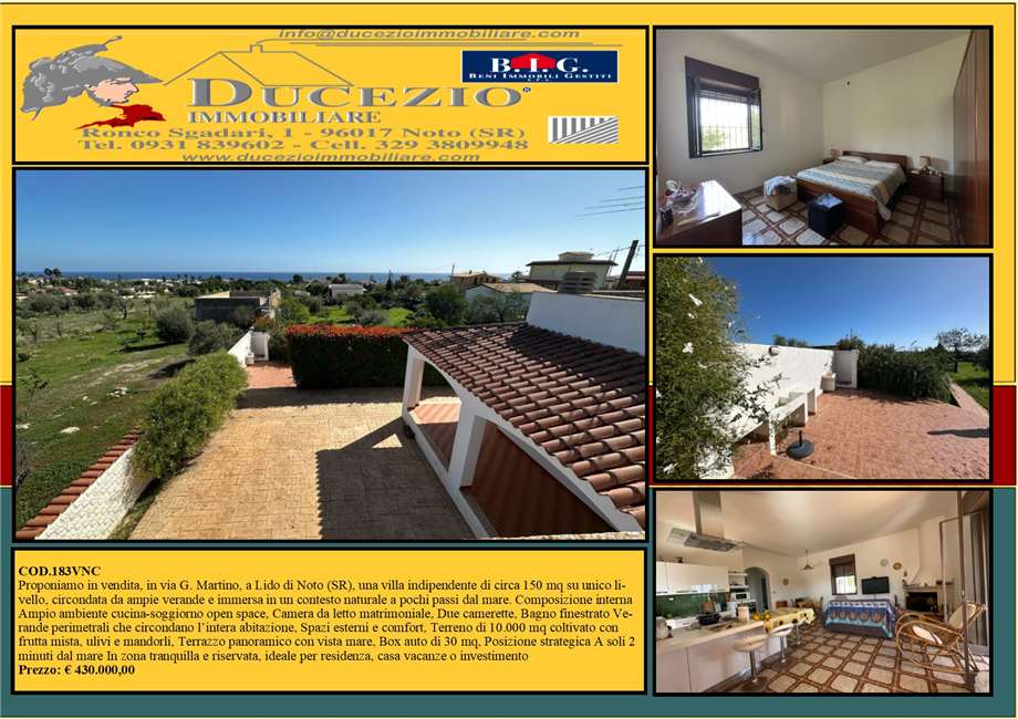 Vendita Villa indipendente Noto LIDO DI NOTO #183VNC n.1